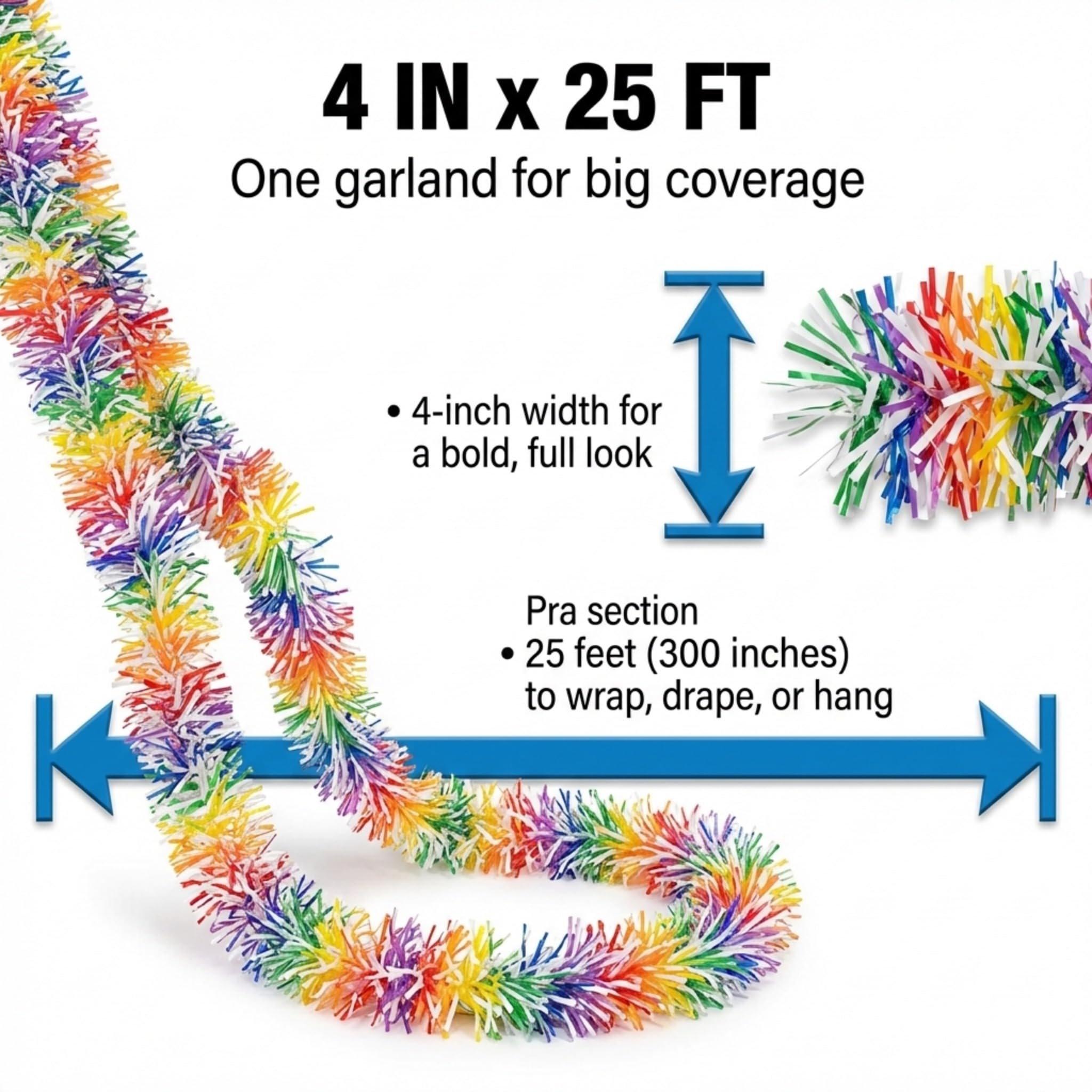 TCDesignerProducts Metallic Rainbow Twist Garland - 4 Inches x 25 Feet Long - Image 4