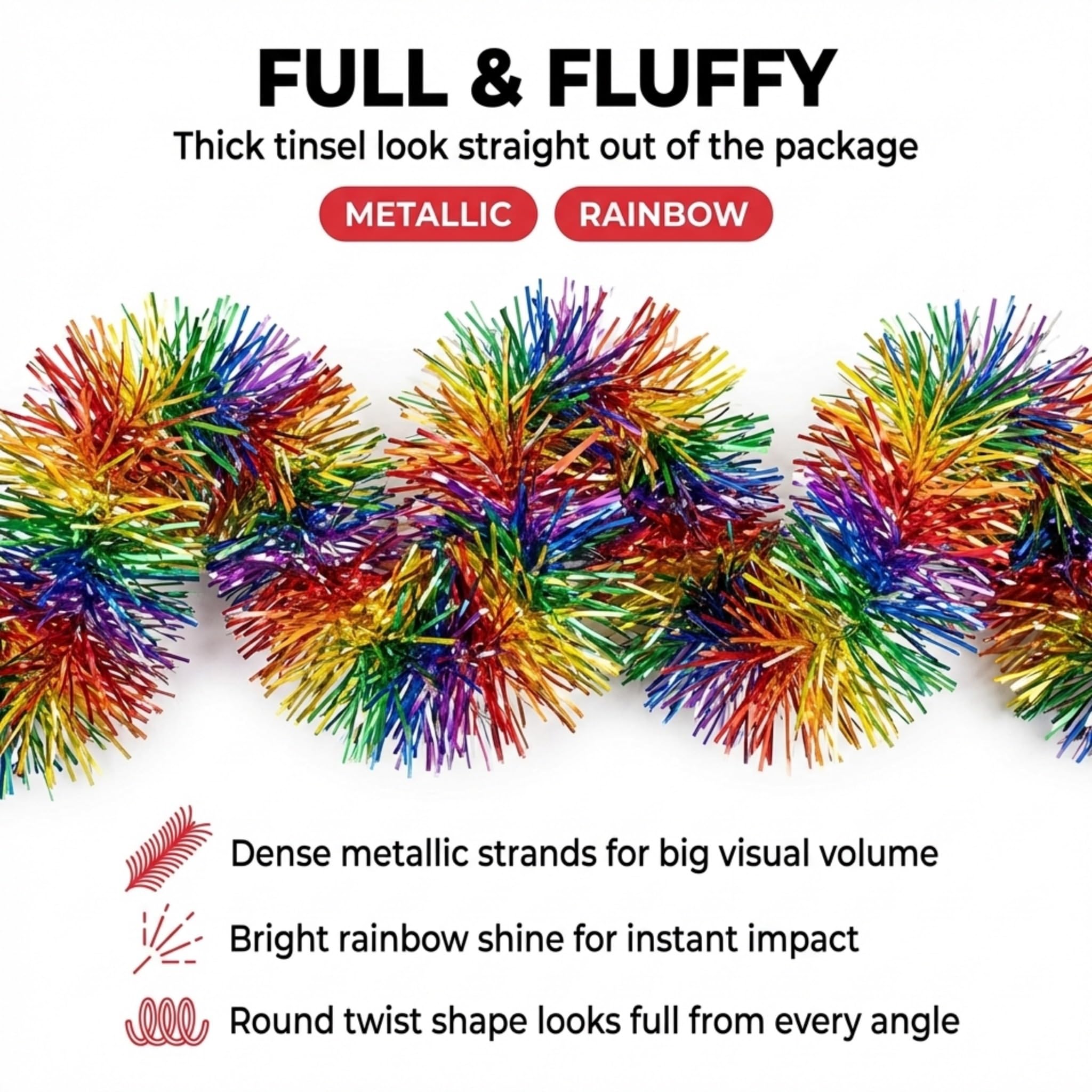 TCDesignerProducts Metallic Rainbow Twist Garland - 4 Inches x 25 Feet Long - Image 5