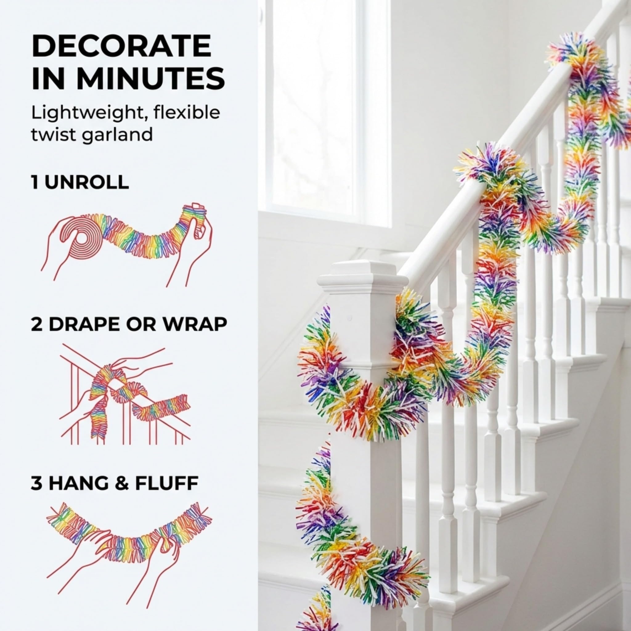 TCDesignerProducts Metallic Rainbow Twist Garland - 4 Inches x 25 Feet Long - Image 6