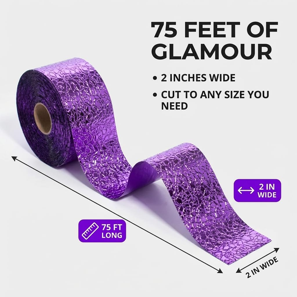 TCDesignerProducts Purple Cracked Ice Textured Streamer Roll, 2 Inches x 75 Feet, Wedding Decorations - Image 4