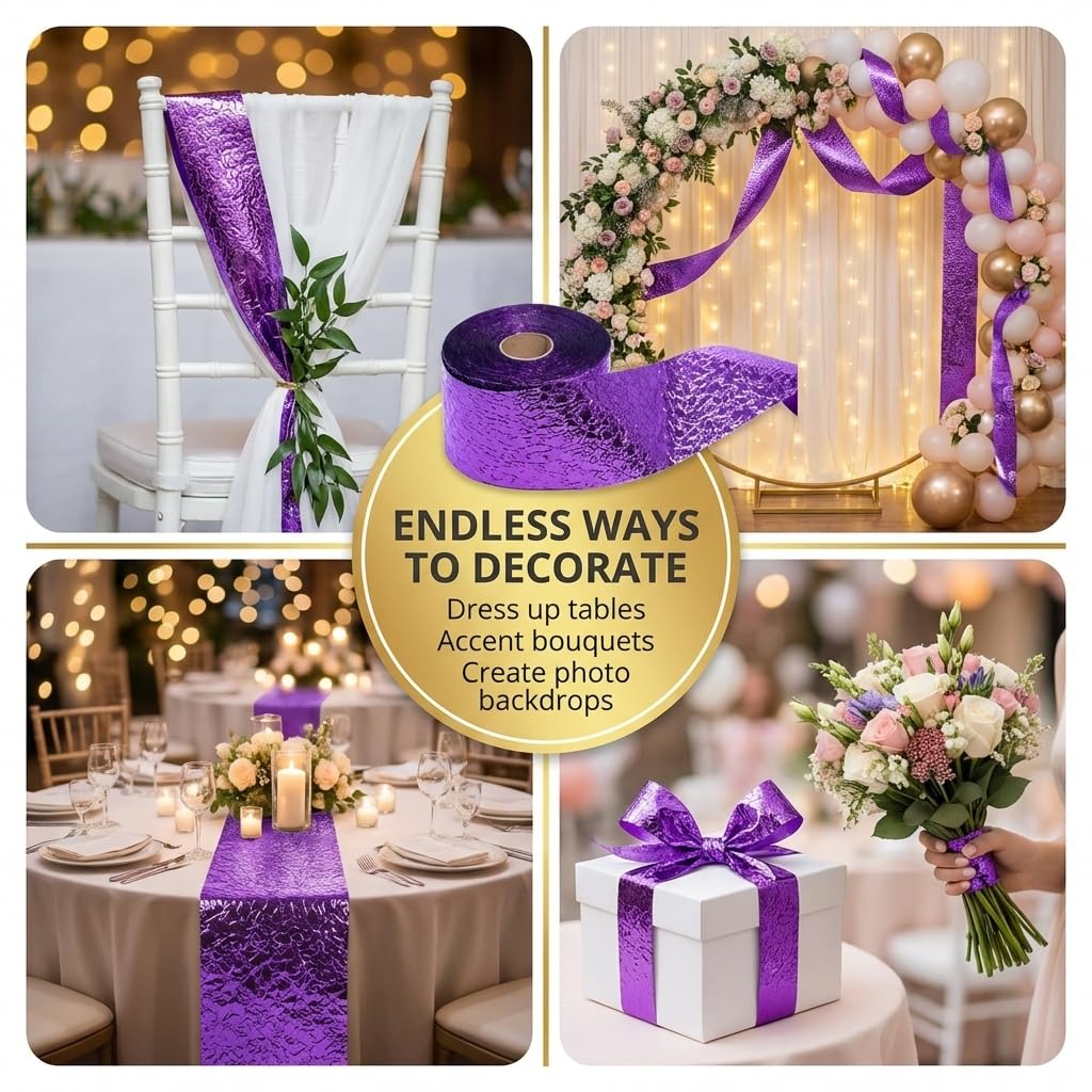 TCDesignerProducts Purple Cracked Ice Textured Streamer Roll, 2 Inches x 75 Feet, Wedding Decorations - Image 7