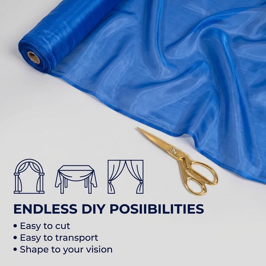 TCDesignerProducts, Royal Blue Satin Look Fabric Roll, 59 Inches x 10 Yards, Decorative Wedding Fabric for Wedding Reception, Baby Shower, Gender Reveal, Prom, Homecoming, Tables, Party - Image 7