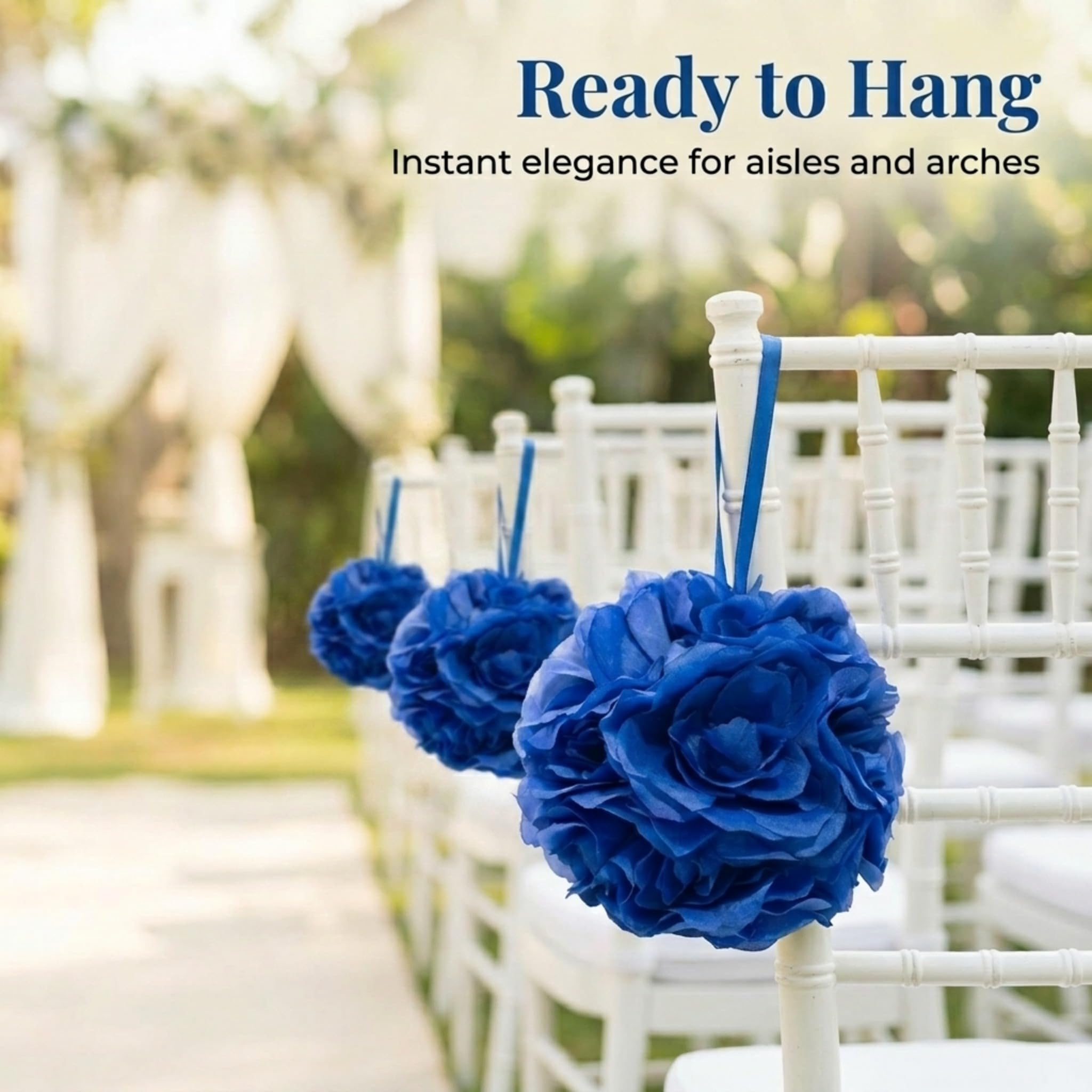 TCDesignerProducts Royal Blue Silk Flower Ball Pomander Wedding Decoration, 6 Inches - Image 5