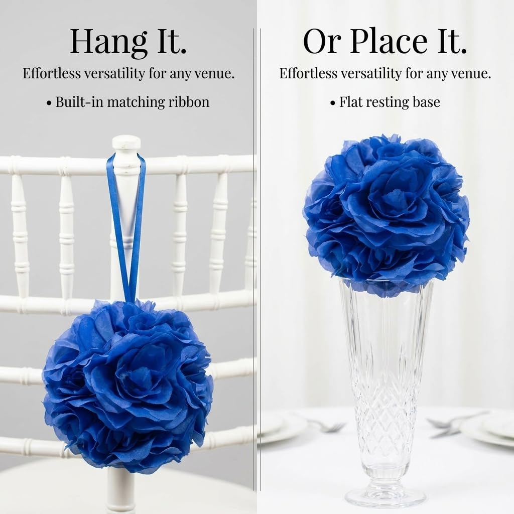 TCDesignerProducts Royal Blue Silk Flower Ball Pomander Wedding Decoration, 6 Inches - Image 6