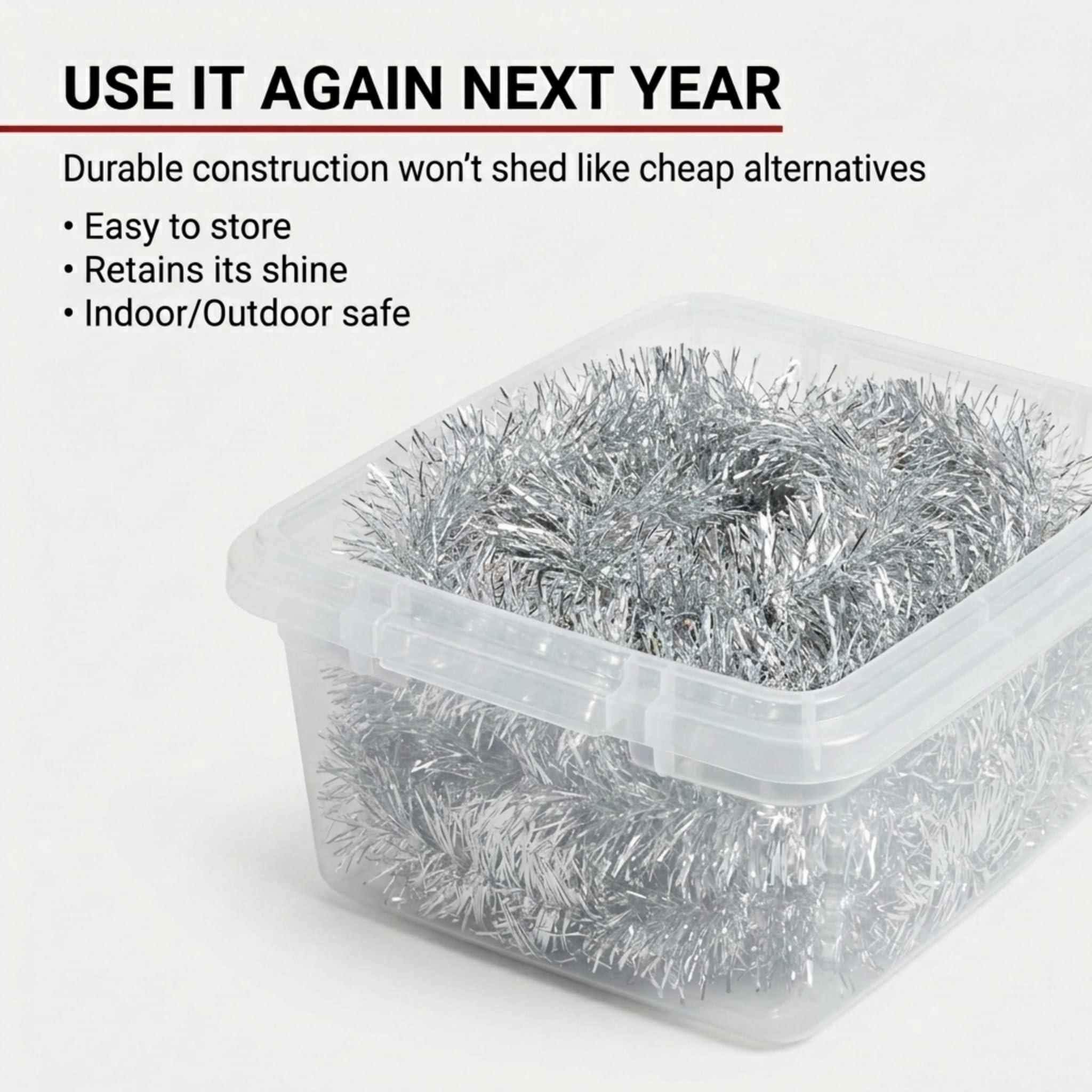 TCDesignerProducts Silver Tinsel Garland - 15' Long x 2" Wide, Parade Float Decorations for Trailer Or Golf Cart, Christmas Garland Décor for Home and Party - Image 8
