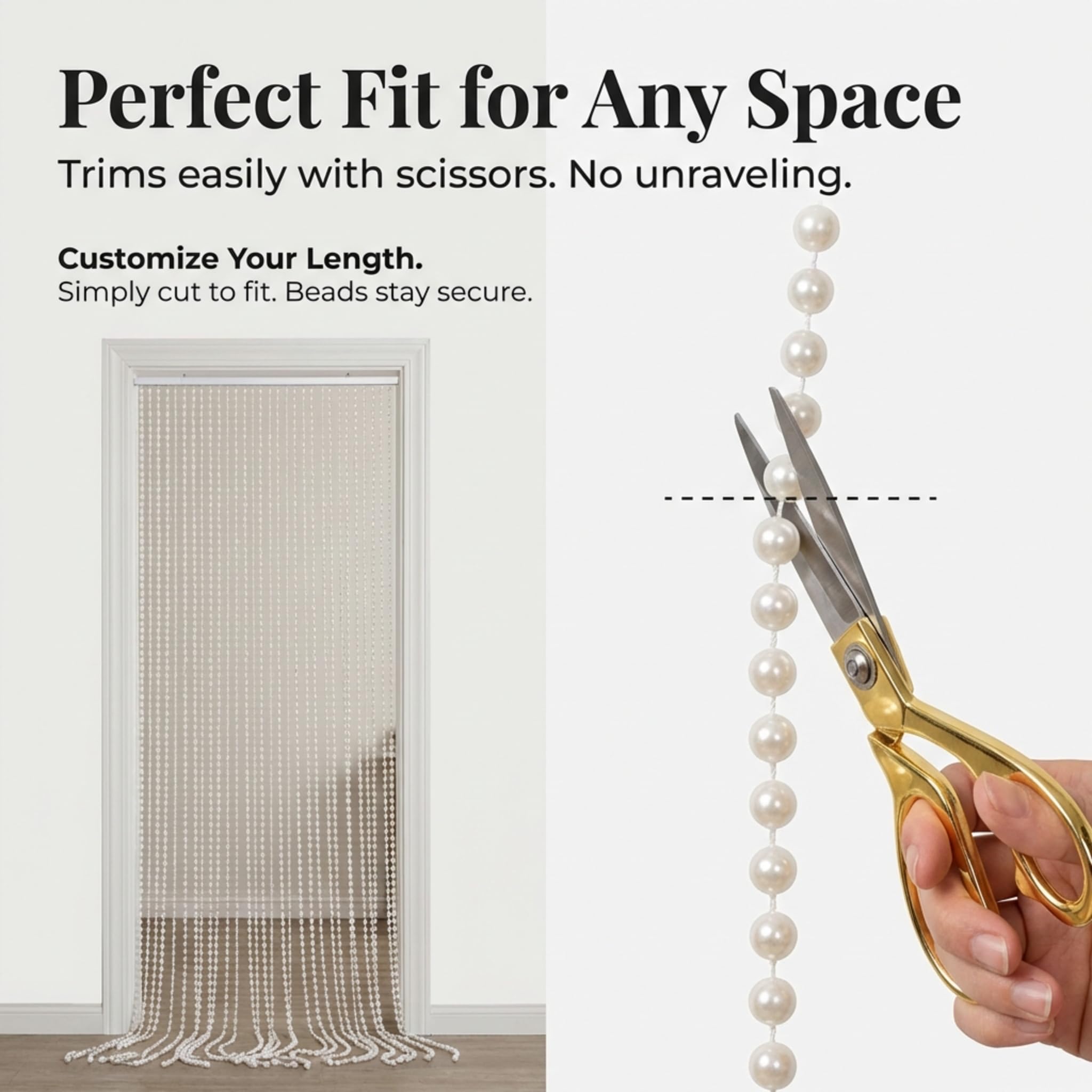TCDesignerProducts White Pearl Bead Curtain Wedding Decoration, 36 Inches x 9 Feet - Image 7