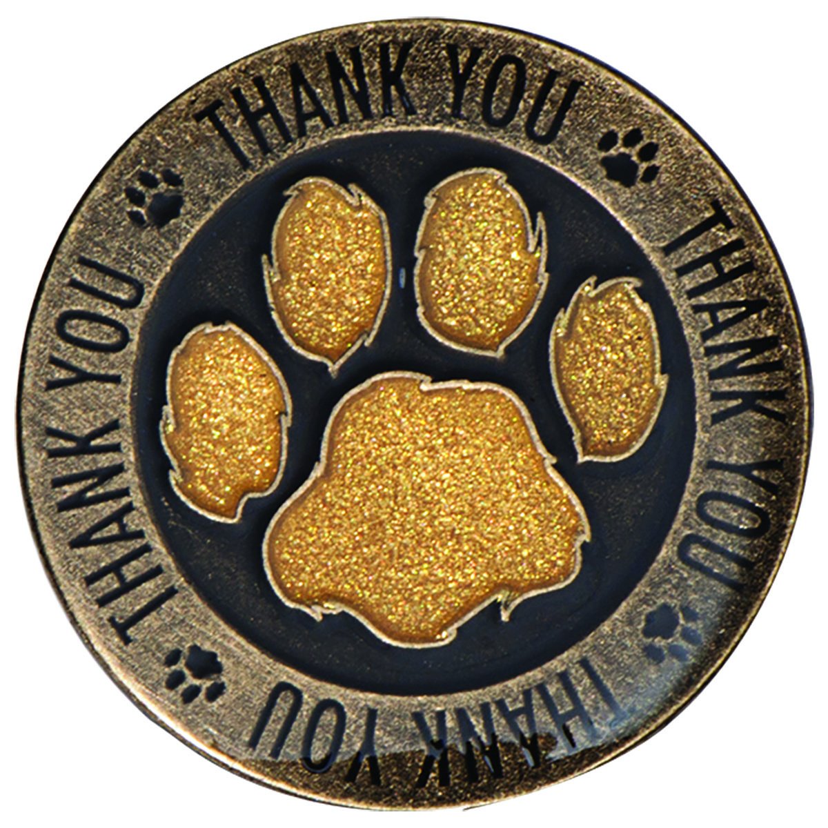 Thank You Award Pin with Gold Glitter Paw Print