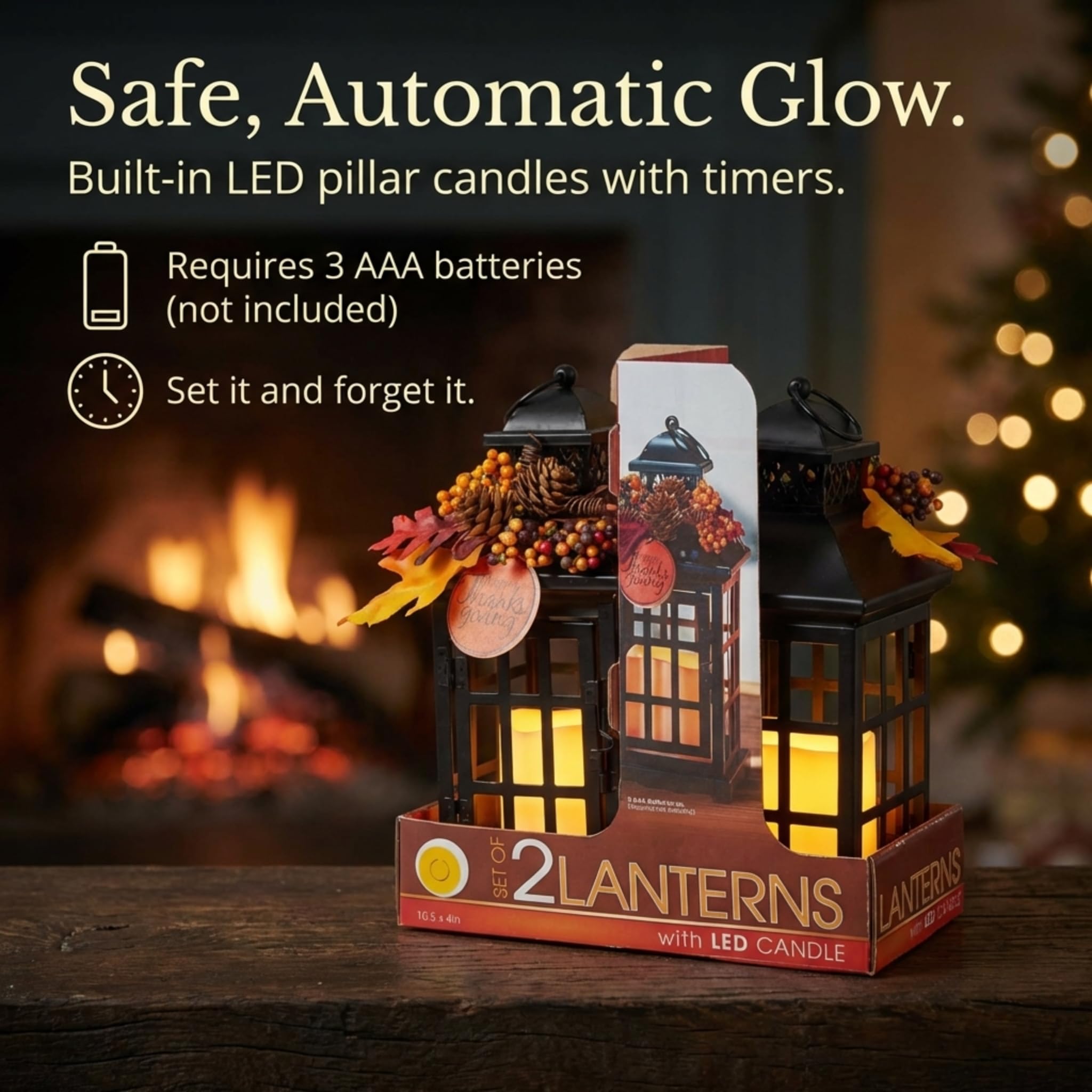 Thanksgiving Decorative Lantern Set, 10 1/2 Inches, Holiday Decorations - Image 5