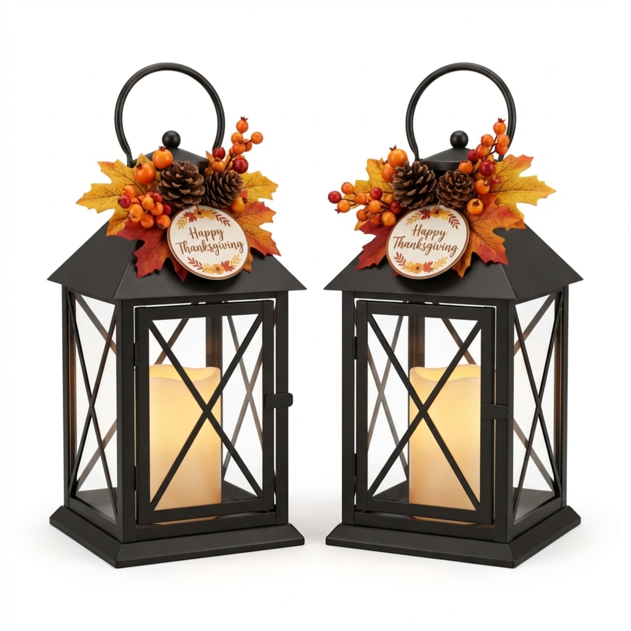 Thanksgiving Decorative Lantern Set, 10 1/2 Inches, Holiday Decorations - Image 8